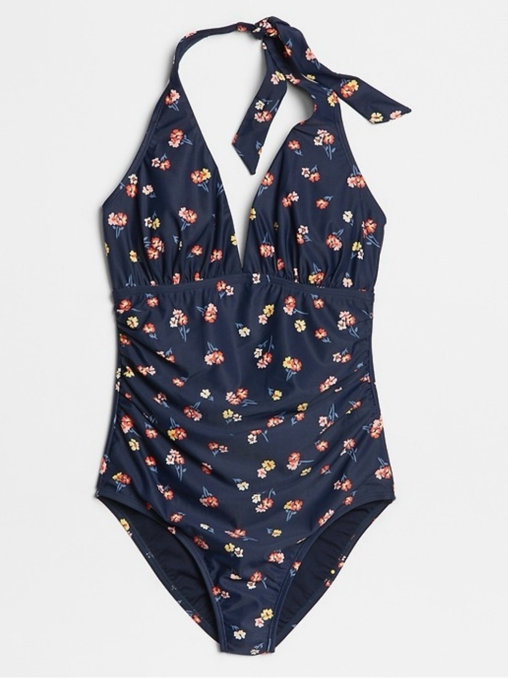 New Gap Sz S Navy Floral Halter One-Piece Swimsuit